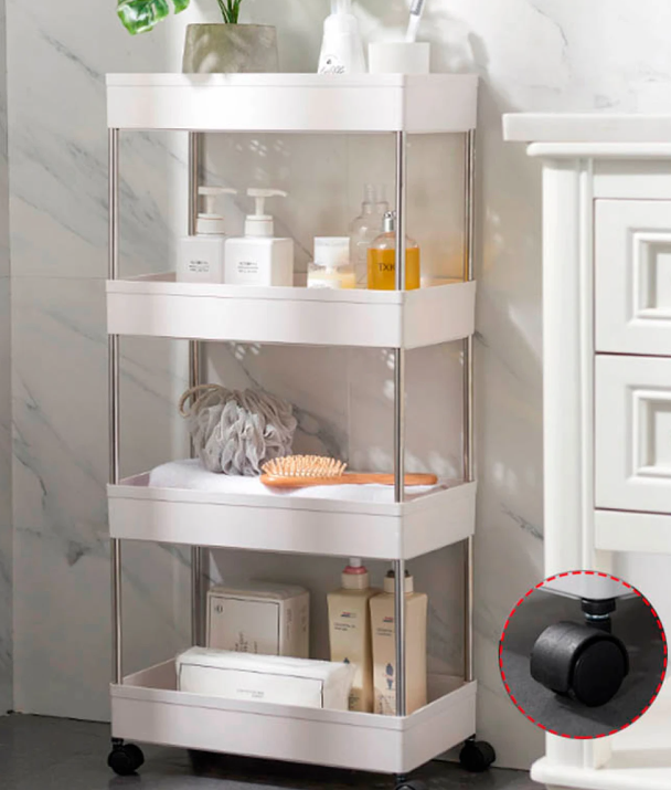 Carro organizador de 4 estantes con ruedas - BLANCO