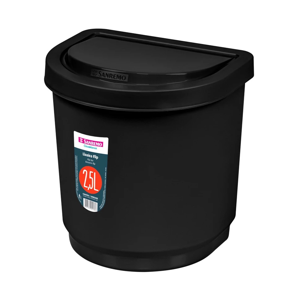 Basurero con flip negro 2,5L San Remo