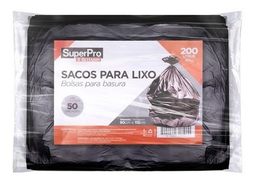 Bolsas Para Basura 200LT 90x115cm SuperPro 50 unidades