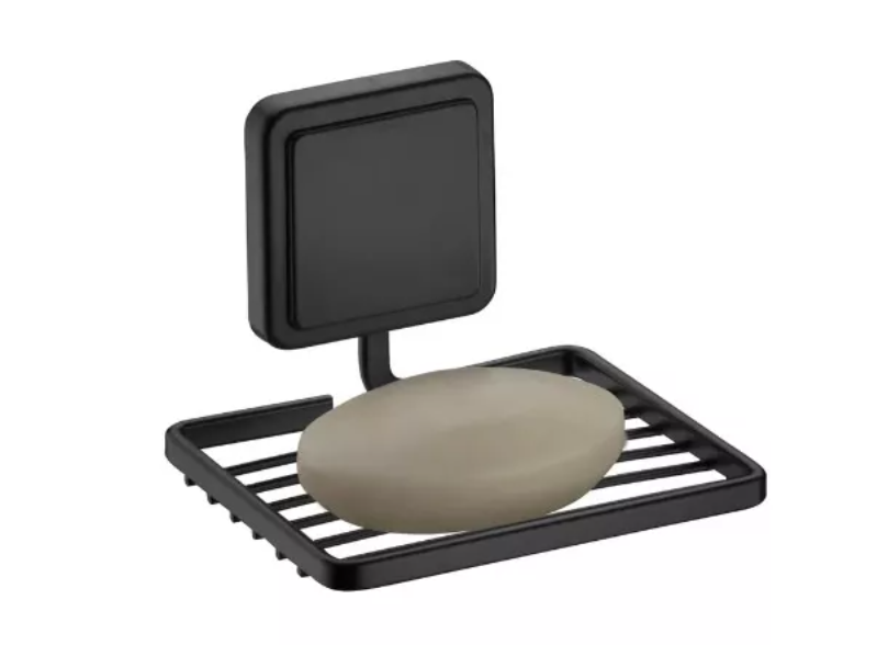 Jabonera adhesiva negra cuadrada Arthi 13x9x8