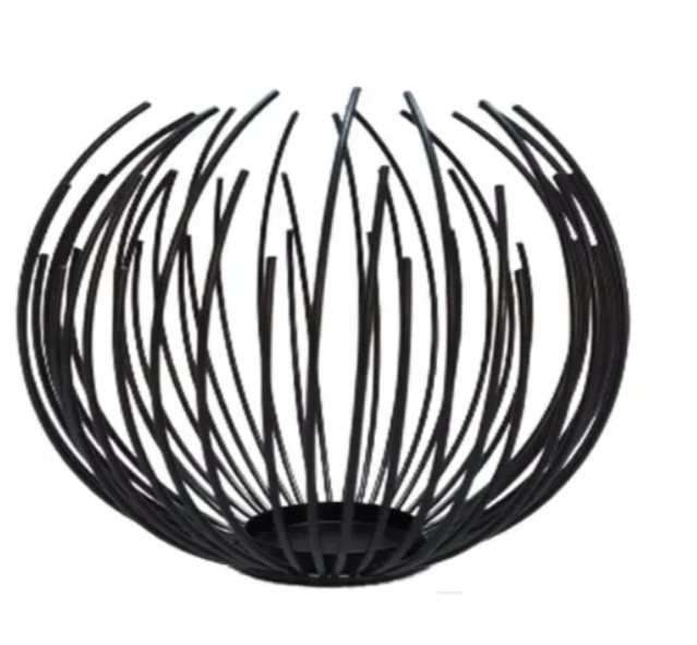 Porta Velas Metal Negro Home