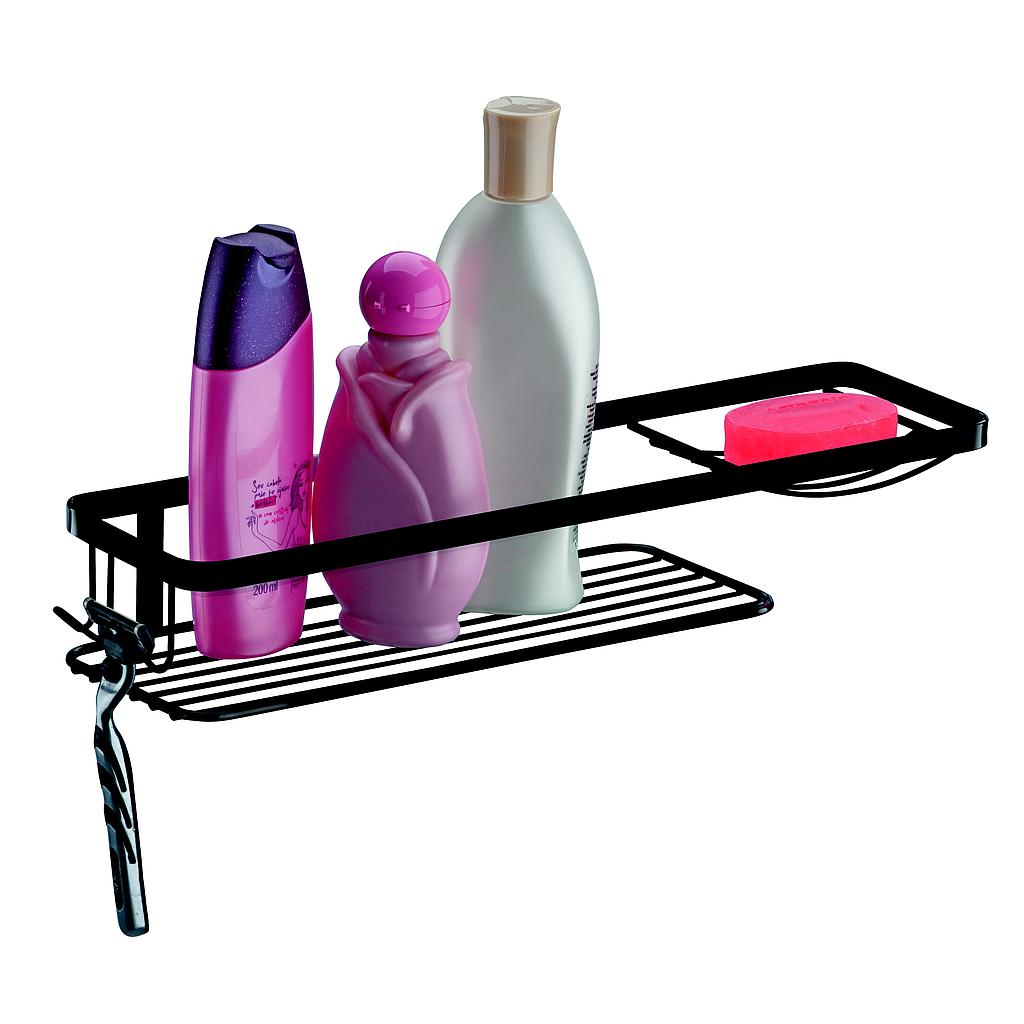 Organizador de baño de Pared con jabonera Negro Mate Future