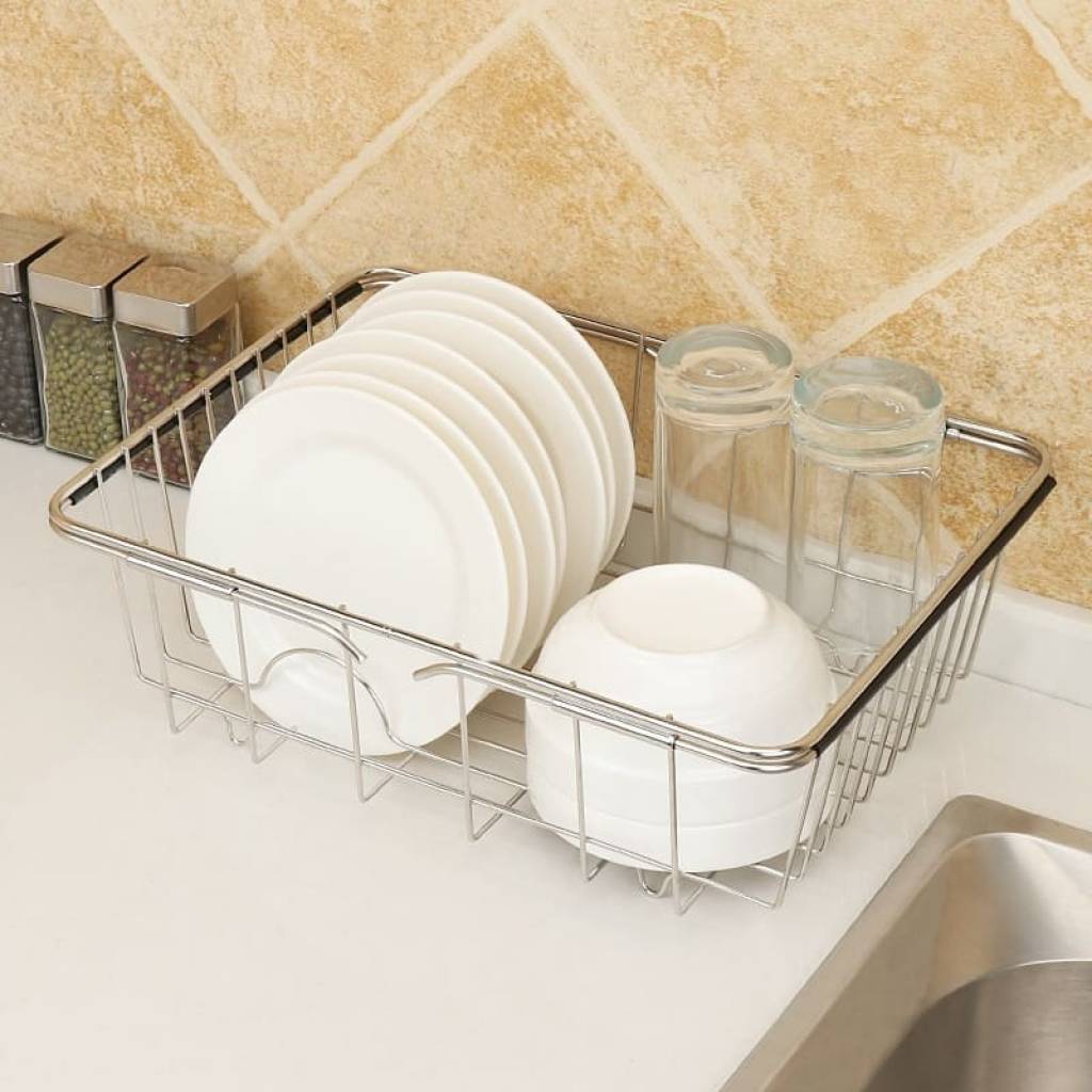 Escurridor seca platos de acero inoxidable pileta extensible