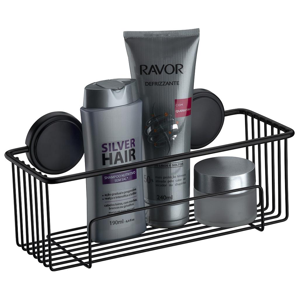 Organizador de baño adhesivo - negro