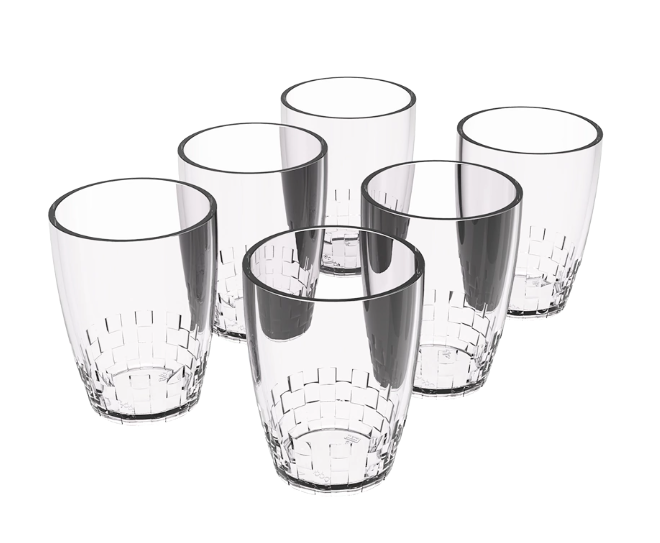 Juego de 6  vasos de plástico transparente 300ml Crippa