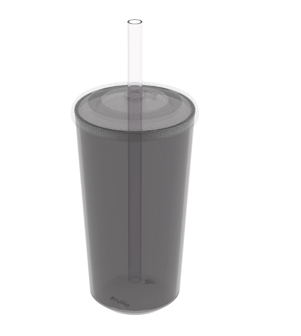 Vaso plástico gris con tapa y sorbito Crippa 500ml 