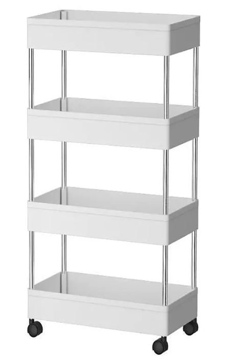 Carro organizador de 4 estantes con ruedas - BLANCO