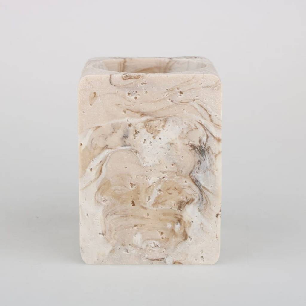 Vaso porta cepillo de dientes rectangular diseño mármol
