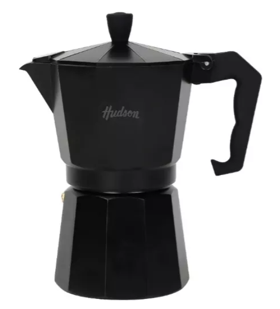 Cafetera aluminio negra 6 tazas Hudson