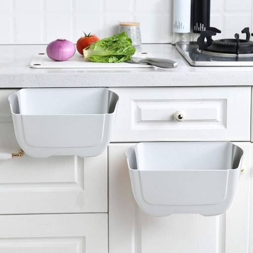 Cesto de basura blanco plegable