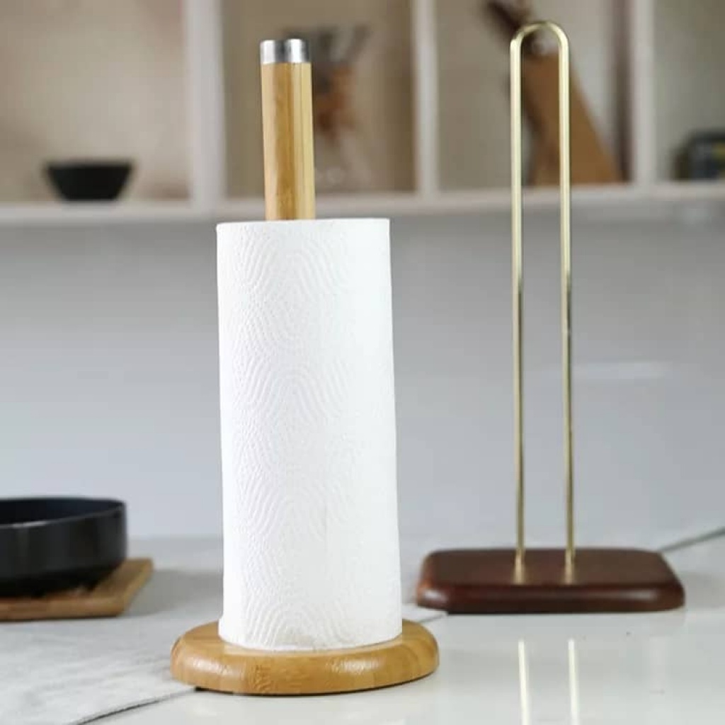 Soporte porta rollo papel de cocina madera