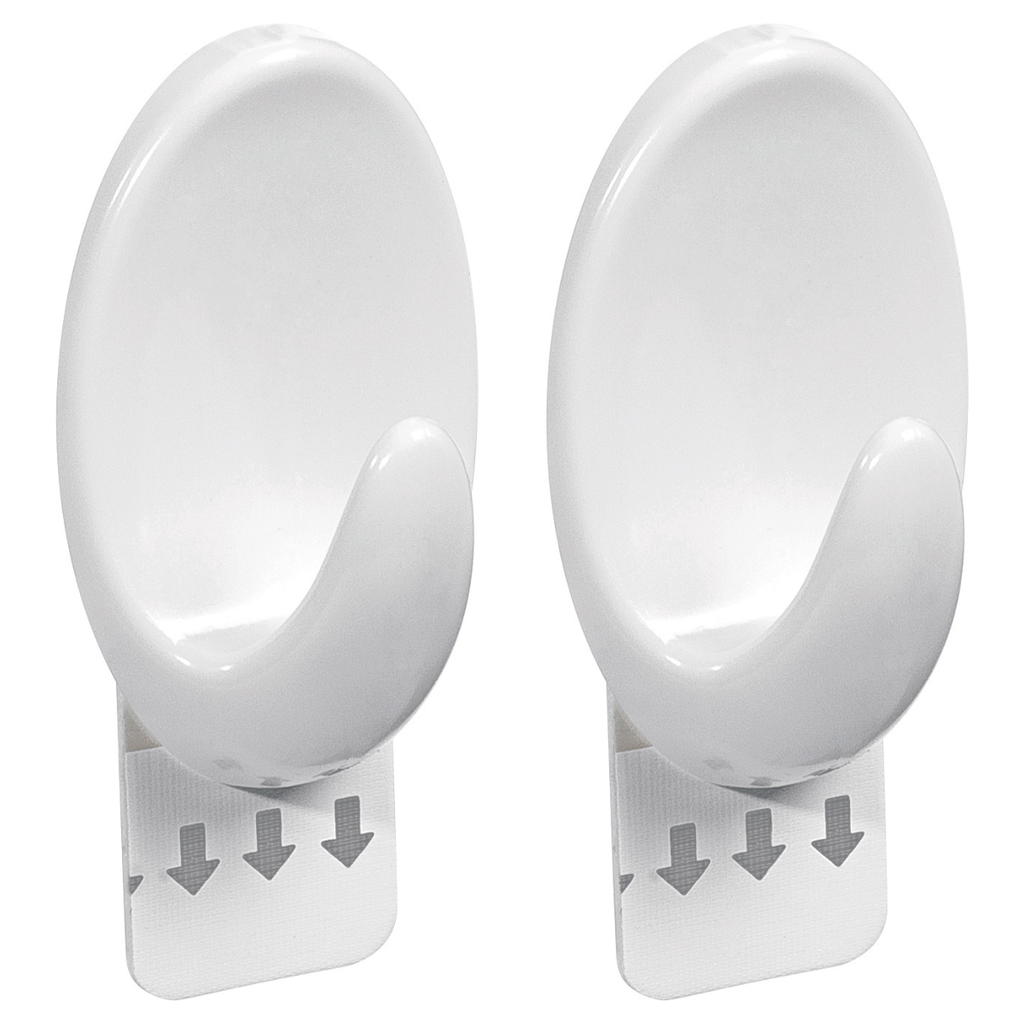 Gancho Oval Blanco C/Adhesivo M x2